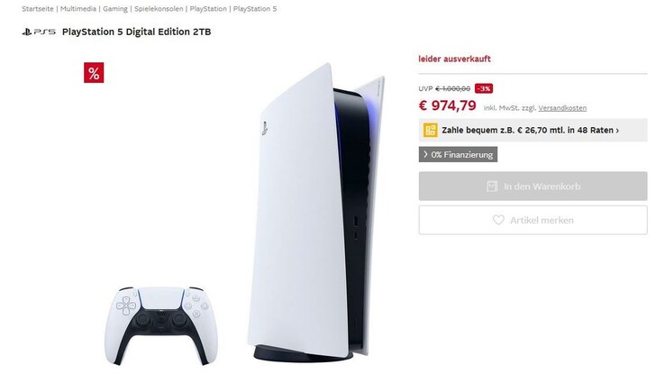 ¿Es probable una PlayStation 5 Digital Edition de 2 TB? (Fuente de la imagen: Otto.de via GamePro)