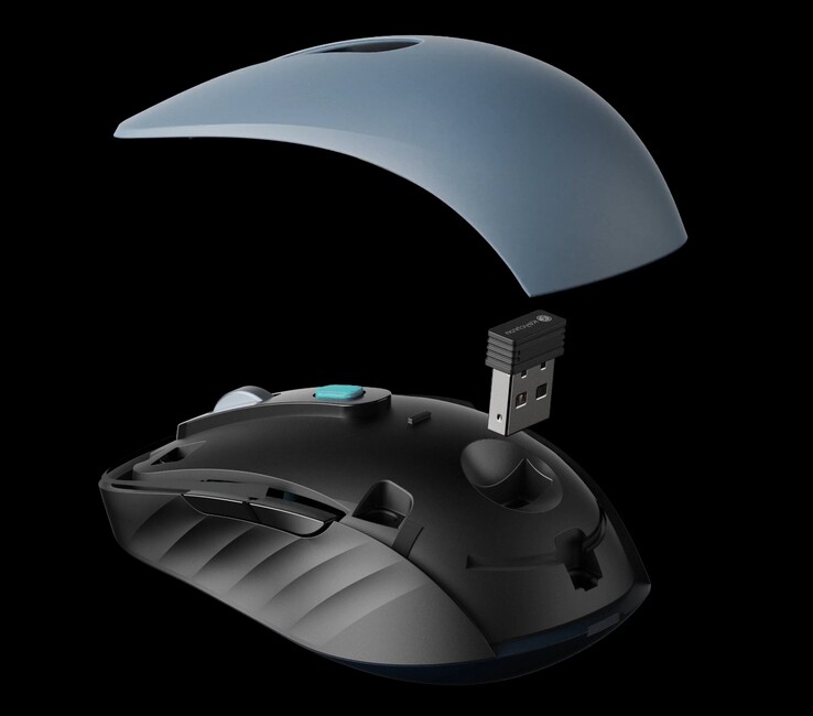 El Keychron BM25 tiene una placa superior magnética que cubre el almacenamiento del dongle. (Fuente de la imagen: Keychron)
