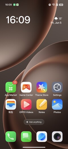Oppo Find X9s Pro: Pantalla de inicio