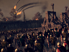 Una imagen que muestra un asedio y onagros en Total War: Attila.
