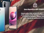 El texto en español dice "este dispositivo está bloqueado" - Redmi Note 10S en la imagen. (Fuente de la imagen: Xiaomi/Reddit/Unsplash - editado)