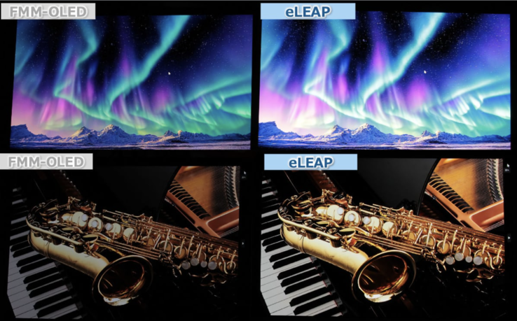 Comparación entre el FMM estándar y la pantalla OLED eLEAP (Fuente de la imagen: JDI)