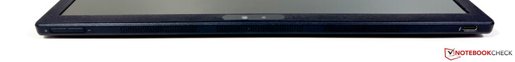 Izquierda: Volumen, USB-C 4.0 con Thunderbolt 4 (40 Gb/s, DisplayPort modo ALT 1.4, Power Delivery)