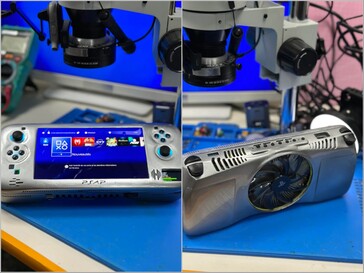 La pantalla de inicio de la PS4 y la parte superior de la consola portátil.