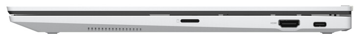 Lado derecho: lector de tarjetas de memoria (microSD), HDMI, USB 3.2 Gen 2 (Tipo-C; Power Delivery, DisplayPort)