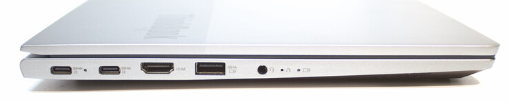 2 USB tipo C con PowerDelivery y DisplayPort; HDMI, USB tipo A (3.2 Gen 1); auriculares de 3,5 mm