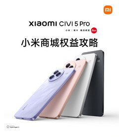 El Xiaomi Civi 5 Pro estará disponible en cuatro colores. (Fuente de la imagen: Xiaomi)