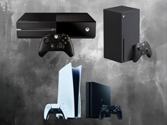 Se muestran las consolas Xbox One, Xbox Series X, PS4 y PS5 (Fuente de la imagen: Microsoft Gaming, Sony PlayStation con ediciones)