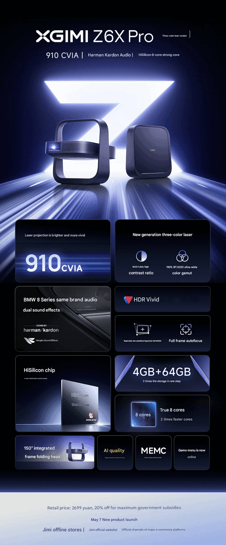 Un cartel de marketing del proyector Xgimi Z6X Pro Tri-Color Laser Edition. (Fuente de la imagen: Xgimi)