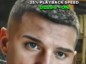 Un personaje de Starfield con pelo en el lateral de la cabeza con DLSS activado.