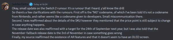 Rumor sobre Nintendo Switch 2 (actualización). (Fuente de la imagen: vía ResetEra)