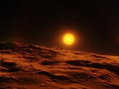 Ilustración que muestra un exoplaneta rocoso y una estrella.