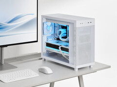 El Prime A303 acabado en blanco con paneles laterales de cristal. (Fuente de la imagen: Asus)