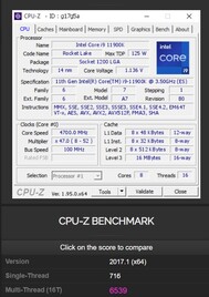Intel Core i9-11900K CPU-Z. (Fuente de la imagen: CPU-Z Validator)