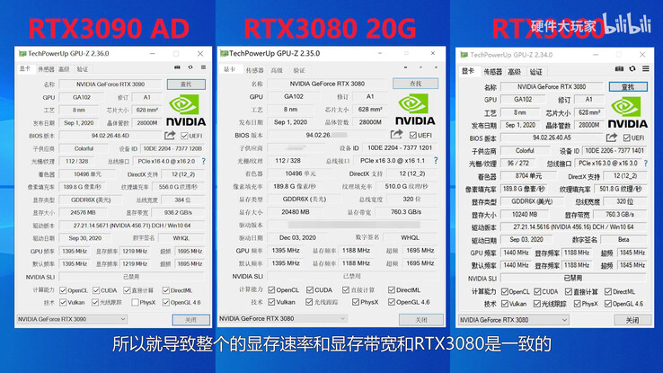 La RTX 3080 Ti, también denominada RTX 3080 20 GB, en GPU-Z. (Fuente de la imagen: Big Hardware Player)