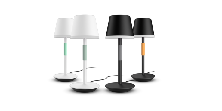La lámpara de mesa portátil Philips Hue Go está disponible en cuatro colores. (Fuente de la imagen: Signify)