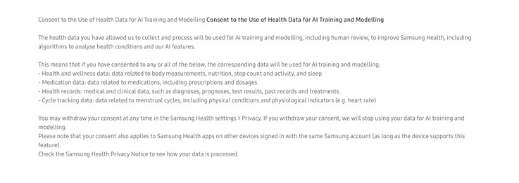 Samsung Health insta a los usuarios a compartir sus datos de salud para el entrenamiento de la inteligencia artificial.