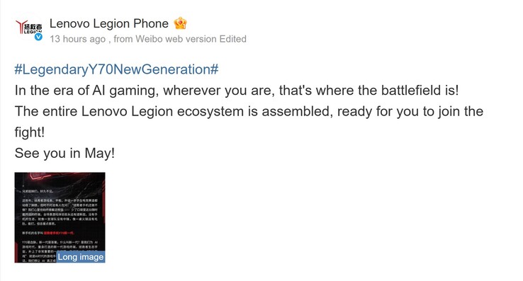 Lenovo se burla de un lanzamiento de mayo de 2026 para el teléfono de juego (máquina traducida)