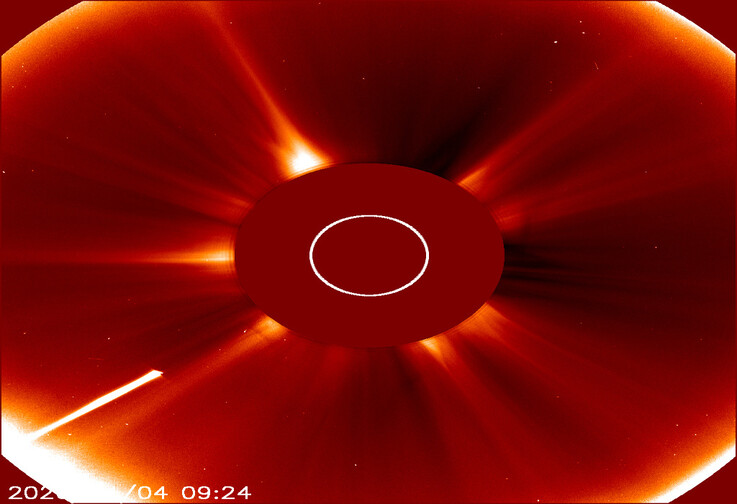 Una imagen que muestra al cometa C/2026 A1 (MAPS) dirigiéndose hacia el Sol.