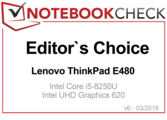 Editor's Choice Award Marzo 2018 ThinkPad E480