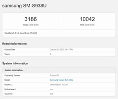 Puntuaciones en Geekbench del Samsung Galaxy S25 Ultra (Fuente: Geekbench)