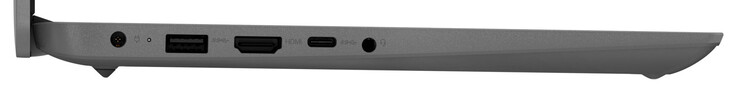 Lado izquierdo: puerto de alimentación, USB 3.2 Gen 1 (USB-A), HDMI, USB 3.2 Gen 1 (USB-C), combo de audio