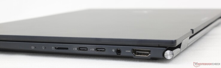 Derecha: Lector MicroSD, 2x USB-A 3.2 Gen. 2 + DisplayPort 1.4 + Power Delivery, auriculares de 3,5 mm, HDMI 2.1