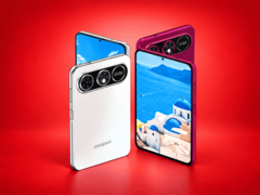 Smartphone Coolpad Cool X Wide mostrado por delante y por detrás en acabados blanco y rojo.
