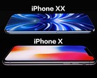 Supuesto render del iPhone XX/20 (arriba), iPhone X (abajo).