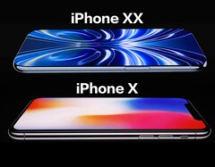 Supuesto render del iPhone XX/20 (arriba), iPhone X (abajo).