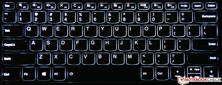 Iluminación de fondo uniforme en toda la anchura del teclado
