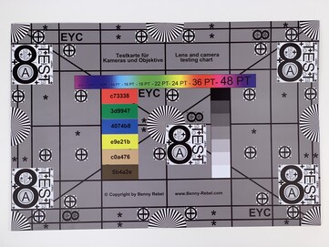 Foto de nuestro test chart - tomada por el teleobjetivo