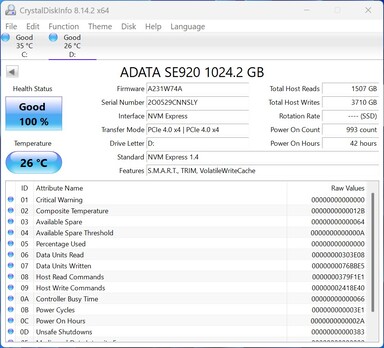 ADATA SE920 funciona con PCIe 4.0 x4