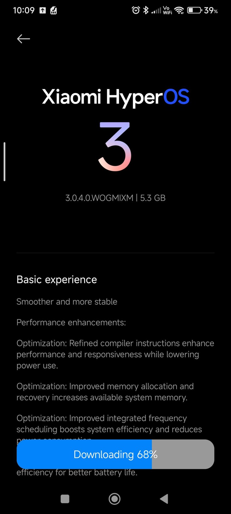 Descarga de la OTA HyperOS 3 en un Redmi Note 14 4G. (Fuente de la imagen: u/Similar-Scarcity-937 vía Reddit)