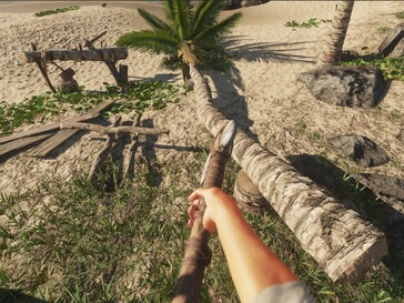 En las primeras etapas de Stranded Deep, cortar madera es una de las tareas principales.