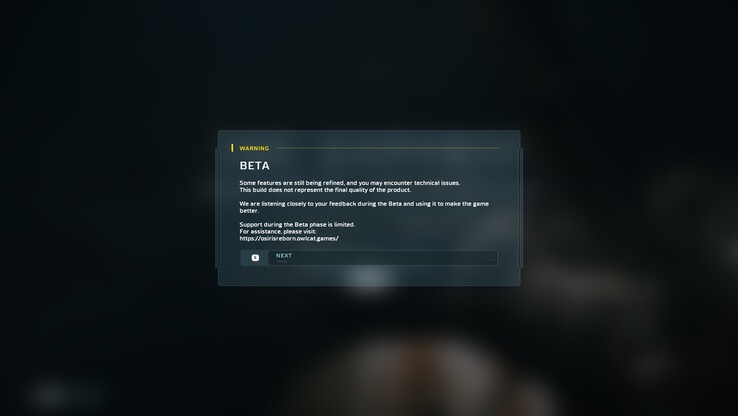 La pantalla de advertencia de la beta confirma que se trata de una compilación de trabajo en curso que no refleja la calidad final del juego. 