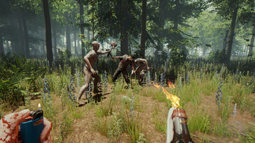 Una imagen en la que se muestra una pelea en «The Forest».