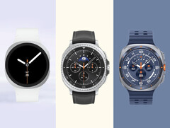 Los tres próximos lanzamientos de Samsung Galaxy Watch fotografiados uno al lado del otro. (Fuente de la imagen: vía Evan Blass - editado)