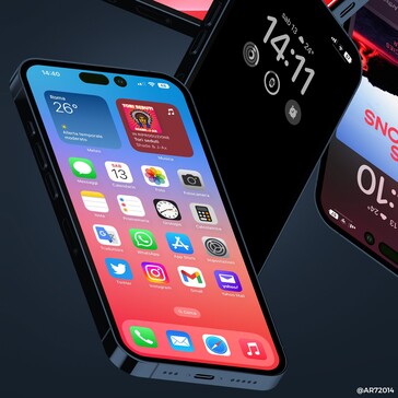 Apple render del concepto del iPhone 14 Pro/iOS 16. (Fuente de la imagen: @AR72014)