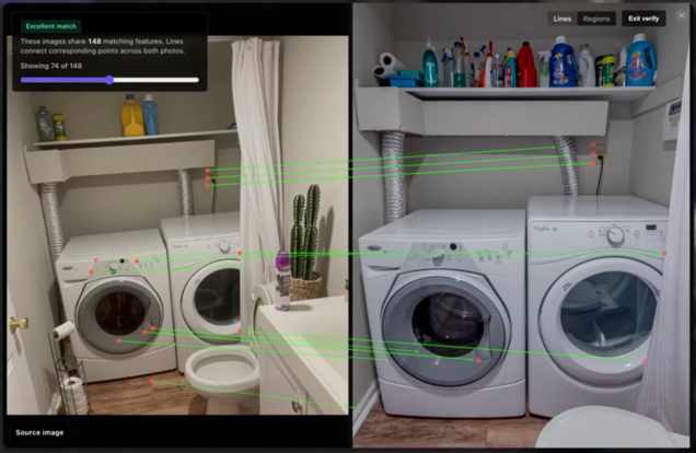 Demostración de Raven AI. La herramienta relaciona fotos de interiores con anuncios de propiedades en línea.