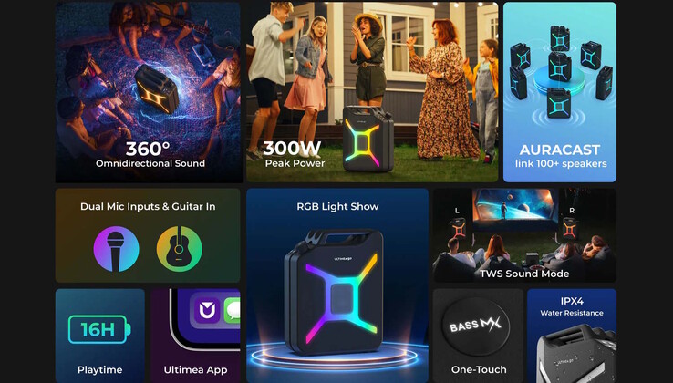 El altavoz ofrece hasta 300 vatios pico
