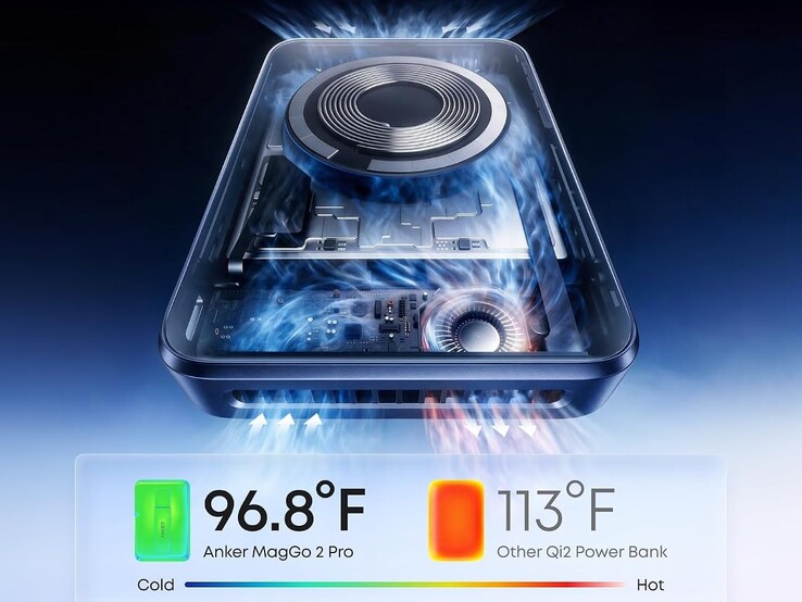 El Anker MagGo 2 Pro cuenta con un ventilador turbo y dos rejillas de ventilación para mantenerlo refrigerado