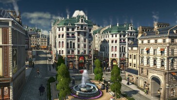 Una imagen que muestra una ciudad moderna y edificios en Anno 1800.