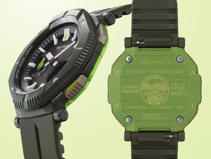 El reloj Casio Pro Trek x La Sociedad para la Conservación de la Naturaleza de Japón x Pickles la Rana PRJ-B001NJ-3