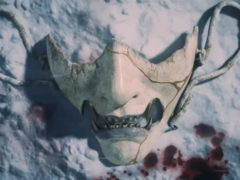 La máscara de Atsu del tráiler de PlayStation State of Play de Ghost of Yotei (fuente de la imagen: PlayStation YT)