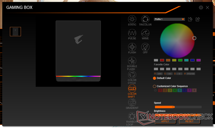 RGB Fusion 2.0 permite personalizar el color de la barra luminosa