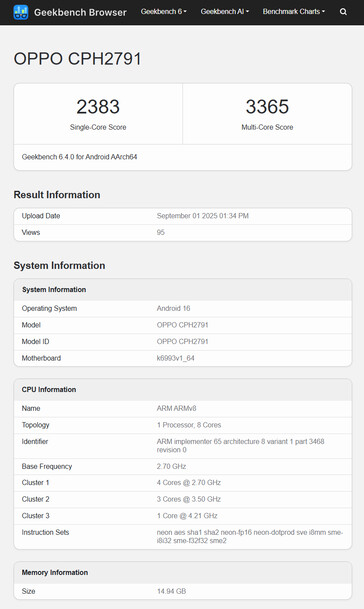 (Fuente de la imagen: Geekbench)