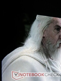 Los detalles en los límites de fuerte contraste (como el pelo de Gandalf) permanecen nítidos.