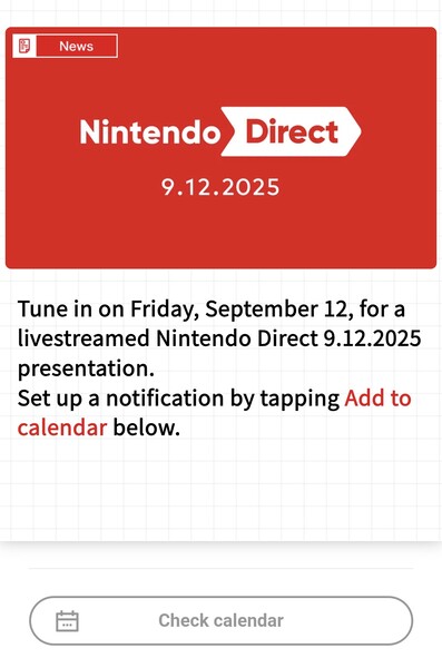 Se muestra la interfaz de la aplicación Nintendo Today! (Fuente de la imagen: captura de pantalla, aplicación Nintendo Today!)