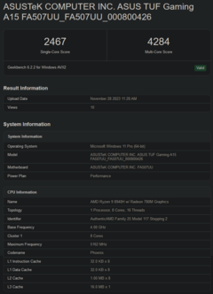 Listado de Geekbench del Ryzen 9 8940H (imagen vía Geekbench)